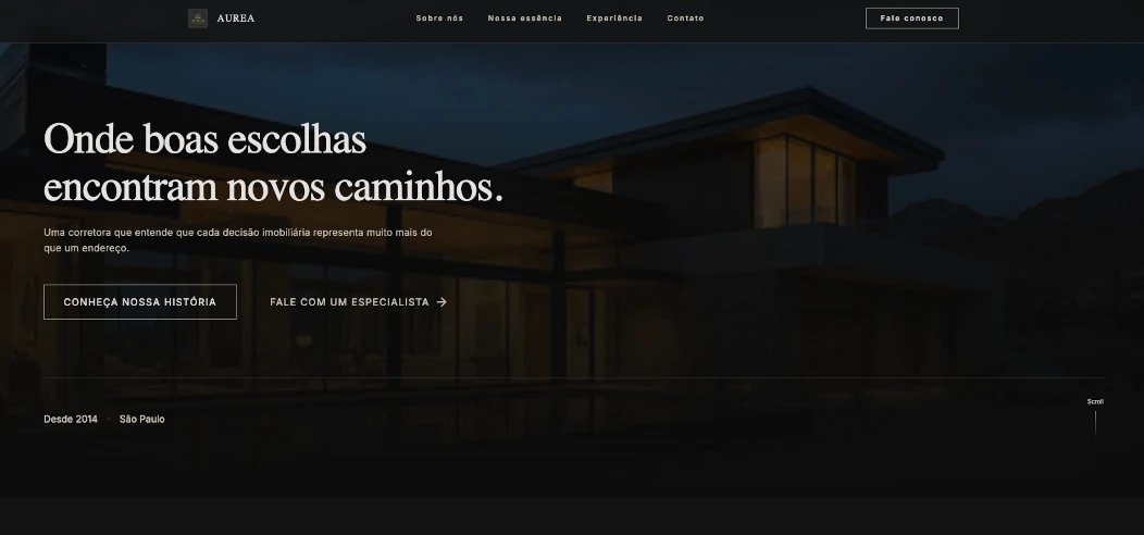 Site institucional da Nova House, imobiliária